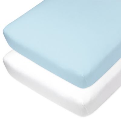 light blue crib sheet