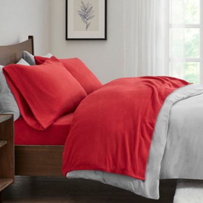 True North by Sleep Philosophy Micro Fleece Full Sheet Set in Red
