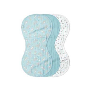 green sprouts&reg; 3-pack Organic Cotton Muslin Burp Cloths in Aqua Fox. View a larger version of this product image.