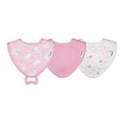 green sprouts&reg; 3-Pack Organic Cotton Muslin Stay-dry Teether Bibs in Pink Bunny 