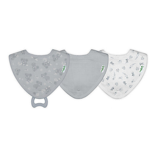 Alternate image 1 for green sprouts® Organic Cotton Muslin Stay-dry Teether Bibs in Gray Koala