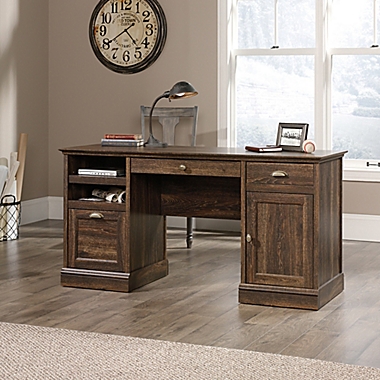 Sauder&reg; Barrister Lane 2-Drawer Executive Computer Desk in Brown Oak. View a larger version of this product image.