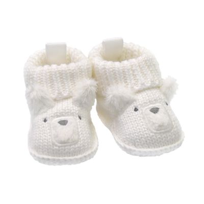 goldbug Newborn Crochet Knit Bear Bootie in White