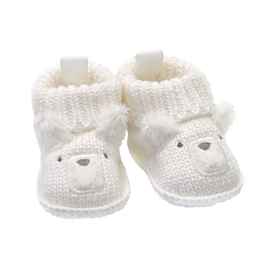 goldbug Newborn Crochet Knit Bear Bootie in White. View a larger version of this product image.