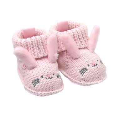 goldbug Newborn Crochet Knit Bunny Bootie in Pink. View a larger version of this product image.