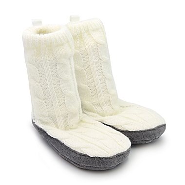 Goldbug&trade; Size 0-6M Cable Knit Slipper in Ivory. View a larger version of this product image.
