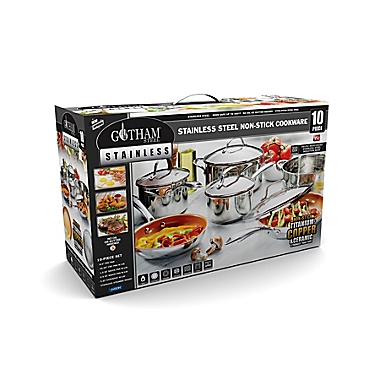 Gotham&trade; Steel Nonstick Stainless Steel 10-Piece Cookware Set. View a larger version of this product image.