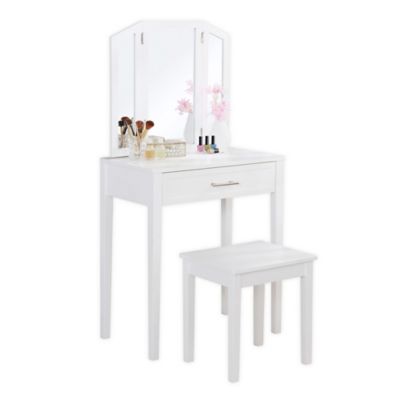 Linon Home Madison Vanity Set In White, Bed Bath And Beyond Makeup Vanity