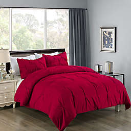 Clean Living Pintuck 3-Piece Water Resistant Full/Queen Comforter Set in Red