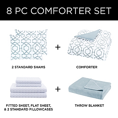 Stratford 8-Piece Full Comforter Set in Aqua. View a larger version of this product image.