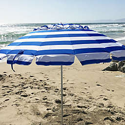 DestinationGear Deluxe 8-Foot Round Patio Umbrella in Blue/White
