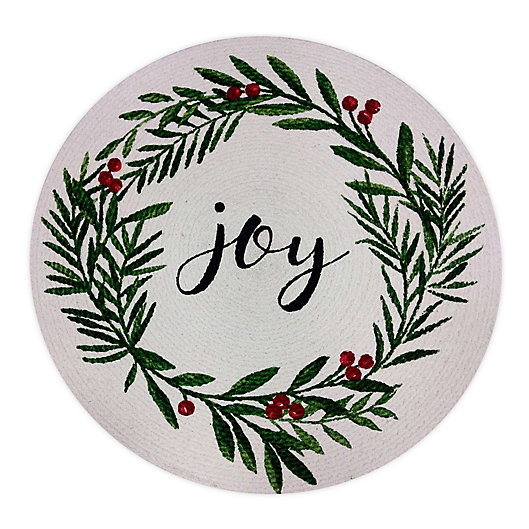 Alternate image 1 for Bee & Willow™ Joy Holiday Holly Wreath Braided Round Placemat