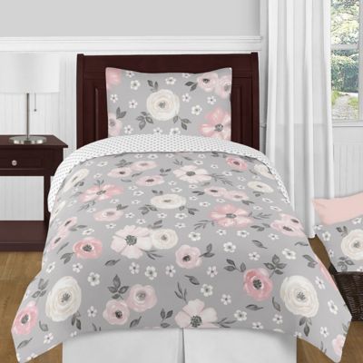 Sweet Jojo Designs&reg; Watercolor Floral 4-Piece Twin Comforter Set