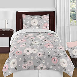 Sweet Jojo Designs® Watercolor Floral 4-Piece Twin Comforter Set