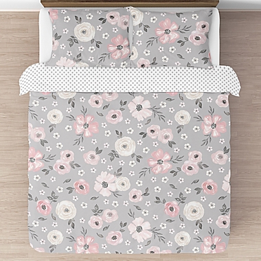 Sweet Jojo Designs&reg; Watercolor Floral 3-Piece Full/Queen Comforter Set. View a larger version of this product image.