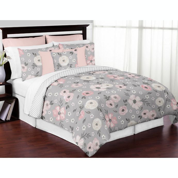 Sweet Jojo Designs® Watercolor Floral 3Piece Comforter Set Bed Bath