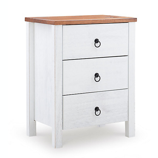 Alternate image 1 for Powell Reia 3-Drawer Storage Chest in White/Rustic Oak