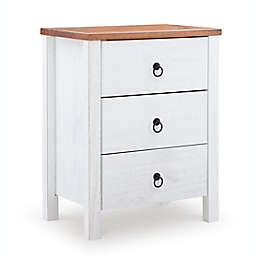 Powell Reia 3-Drawer Storage Chest in White/Rustic Oak