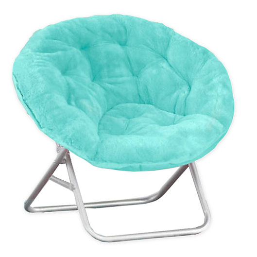 Faux Fur Saucer Chair In Aqua Bed, Red Fur Saucer Chair