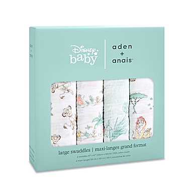 aden + anais&reg; 4-Pack Disney&reg; The Lion King Cotton Swaddle Blankets. View a larger version of this product image.