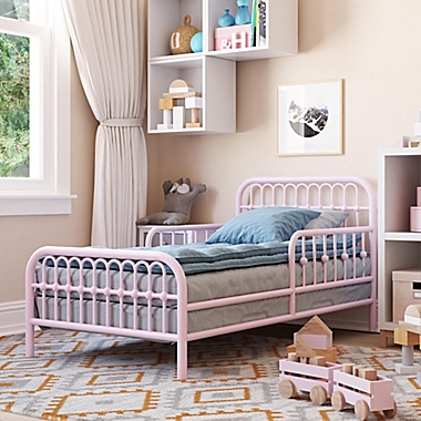 Little Seeds Monarch Hill Ivy Metal Toddler Bed in Pink. View a larger version of this product image.