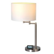 Adesso&reg; Swing Arm Qi Wireless Charging Table Lamp with Drum Shade