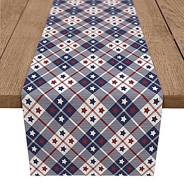 Designs Direct American Star Plaid Table Runner in Blue. View a larger version of this product image.