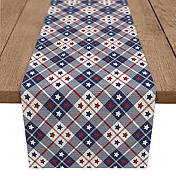 Designs Direct American Star Plaid Table Runner in Blue
