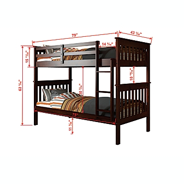 Mission Twin Over Twin Bunk Bed with Trundle in Cappuccino. View a larger version of this product image.