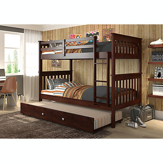 Alternate image 1 for Mission Twin Over Twin Bunk Bed with Trundle in Cappuccino