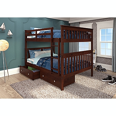 Mission Full Over Full Bunk Bed with Drawer Storage in Cappuccino. View a larger version of this product image.