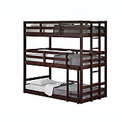 Triple Twin Over Twin Bunk Bed in Cappuccino
