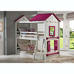 Sweetheart Twin Over Twin Bunk Bed in White/Pink