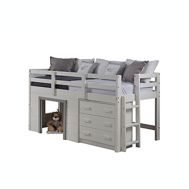 Sweet Dreams Low Loft Twin Bed in White/Grey. View a larger version of this product image.