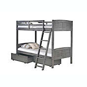 Louver Twin Over Twin Bunk Bed with Drawer Storage in Antique Grey