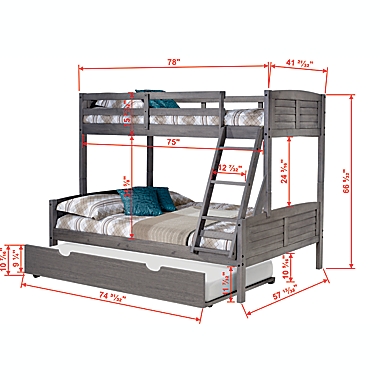 Louver Twin Over Full Bunk Bed With, White Seattle Single Over Double Bunk Bed With Trundle