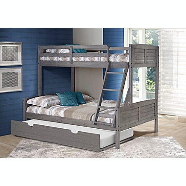 Louver Twin Over Full Bunk Bed with Trundle in Antique Grey. View a larger version of this product image.
