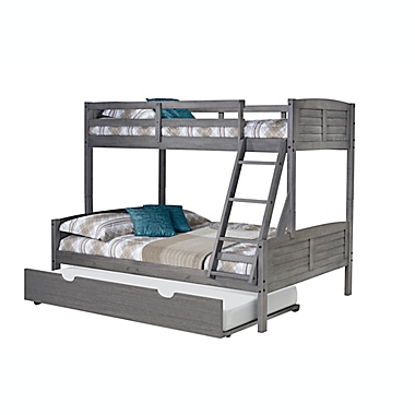 Louver Twin Over Full Bunk Bed with Trundle in Antique Grey. View a larger version of this product image.