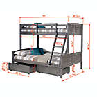 Alternate image 2 for Louver Twin Over Full Bunk Bed with Drawer Storage in Antique Grey