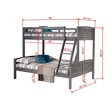 Louver Twin Over Full Bunk Bed in Antique Grey. View a larger version of this product image.
