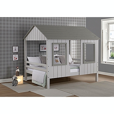 Loft Bed House Two-Tone Full Bed in Grey. View a larger version of this product image.