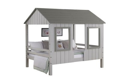 Loft Bed House Two-Tone Full Bed in Grey
