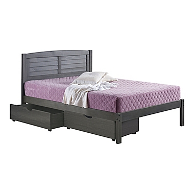 Louver Platform Full Bed with Under Bed Drawers in Antique Grey. View a larger version of this product image.