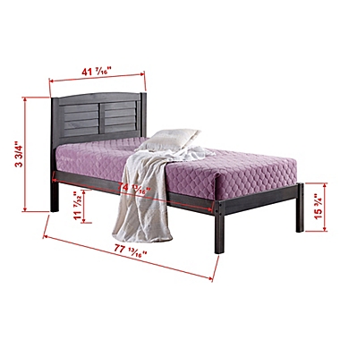 Louver Platform Twin Bed with Under Bed Drawers in Antique Grey. View a larger version of this product image.