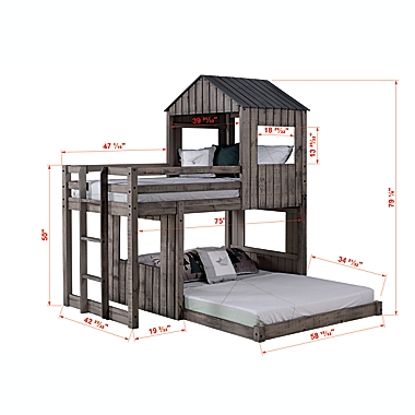 Campsite Loft Twin over Full Bunkbed in Rustic Grey. View a larger version of this product image.