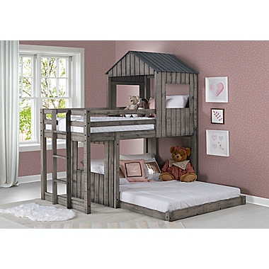 Campsite Loft Twin over Full Bunkbed in Rustic Grey. View a larger version of this product image.