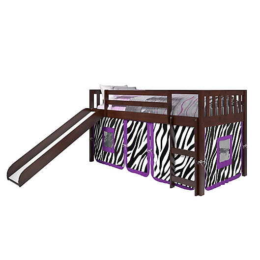 Alternate image 1 for Mission Twin Low Loft Bed in Cappuccino with Zebra Tent Kit
