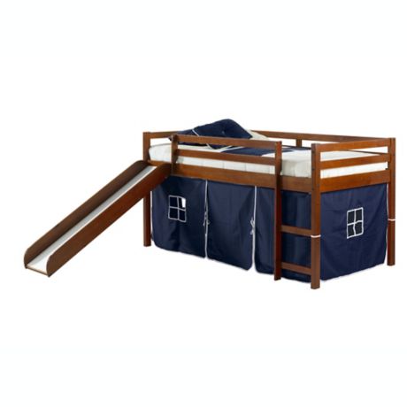 Twin Loft Bed In Espresso With Tent Kit, Twin Tent Bed With Slide