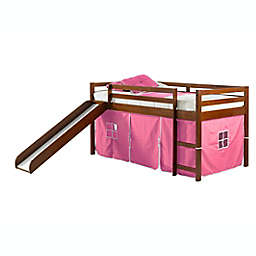 Twin Loft Bed in Espresso with Pink Tent Kit