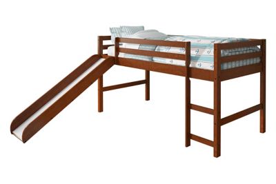 Twin Low Loft Bed in Light Beige/Espresso
